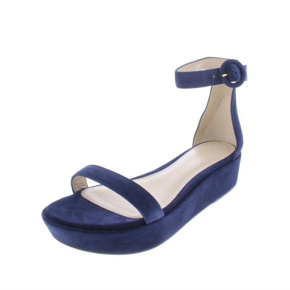 STUART WEITZMAN Womens French Navy 1-1/2" Platform Platform Suede Sandals 9 M‎ - Picture 1 of 10